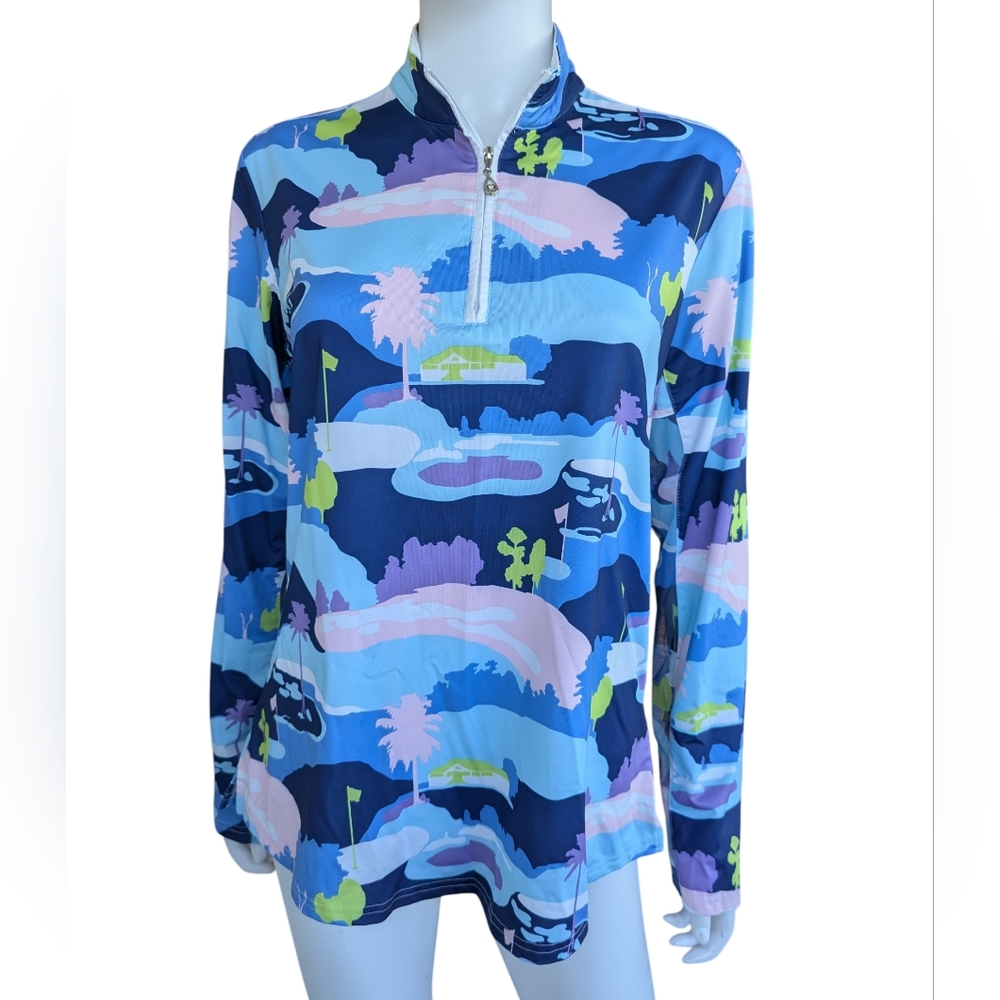 Sansoleil Vibrant Blue and Pink Swim Coverup